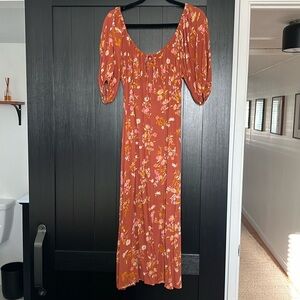 Orange floral maxi dress